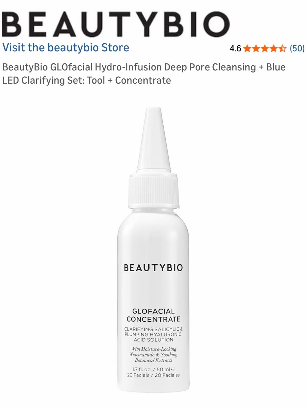 BeautyBio GLOfacial Concentrate - White Clarifying Salicylic Solution